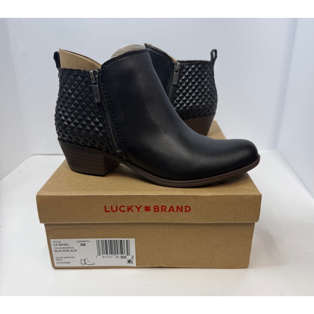 Lucky Brand Basel boots bootie Black Leather Size 8 Western Boho